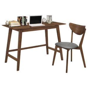 English Elm Walnut Finish Mid-Century Writing Desk and Chair Set for Modern Home Office B2777P535902