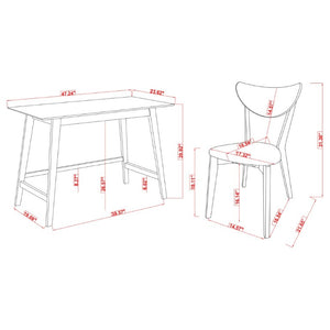 English Elm Walnut Finish Mid-Century Writing Desk and Chair Set for Modern Home Office B2777P535902
