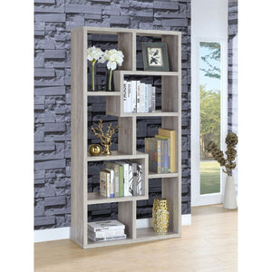 English Elm Lawton Seven Compartment Tall Open Bookcase Grey Driftwood Finish Modern Display B2777P535903