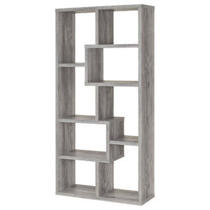 English Elm Lawton Seven Compartment Tall Open Bookcase Grey Driftwood Finish Modern Display B2777P535903
