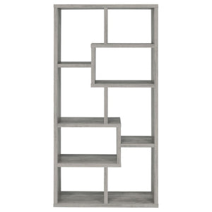 English Elm Lawton Seven Compartment Tall Open Bookcase Grey Driftwood Finish Modern Display B2777P535903
