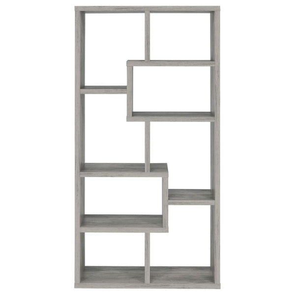 English Elm Lawton Seven Compartment Tall Open Bookcase Grey Driftwood Finish Modern Display B2777P535903