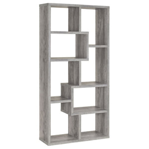 English Elm Lawton Seven Compartment Tall Open Bookcase Grey Driftwood Finish Modern Display B2777P535903