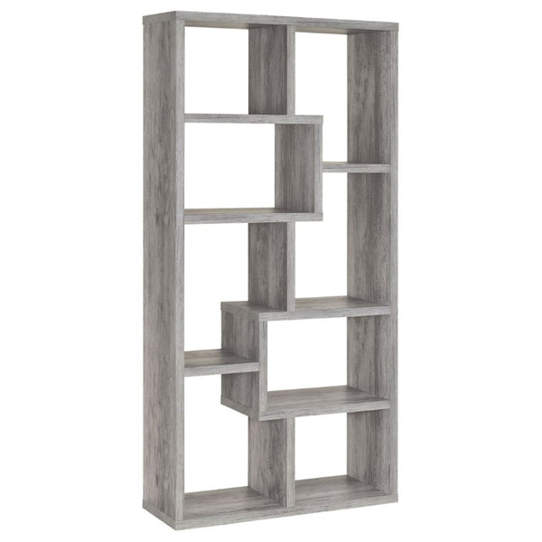 English Elm Lawton Seven Compartment Tall Open Bookcase Grey Driftwood Finish Modern Display B2777P535903