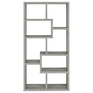 English Elm Lawton Seven Compartment Tall Open Bookcase Grey Driftwood Finish Modern Display B2777P535903