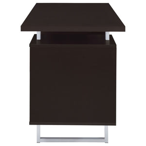 English Elm Cappuccino Floating Top Writing Desk with Steel Legs and File Drawer for Home Office B2777P535904