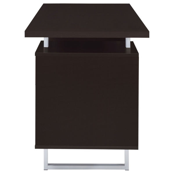 English Elm Cappuccino Floating Top Writing Desk with Steel Legs and File Drawer for Home Office B2777P535904