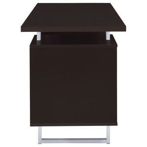 English Elm Cappuccino Floating Top Writing Desk with Steel Legs and File Drawer for Home Office B2777P535904