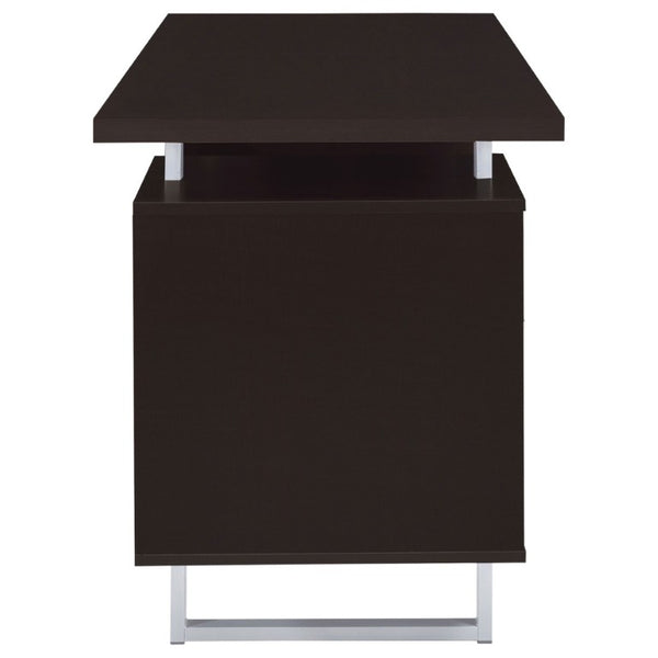 English Elm Cappuccino Floating Top Writing Desk with Steel Legs and File Drawer for Home Office B2777P535904