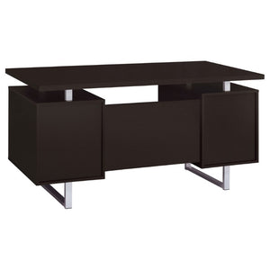 English Elm Cappuccino Floating Top Writing Desk with Steel Legs and File Drawer for Home Office B2777P535904
