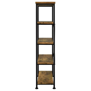 English Elm Antique Nutmeg Industrial Four Shelf Bookcase with Metal Frame for Home Office Brown B2777P535906