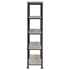 English Elm Antique Nutmeg Industrial Four Shelf Bookcase with Metal Frame for Home Office Grey B2777P535909
