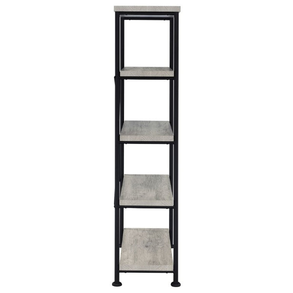 English Elm Antique Nutmeg Industrial Four Shelf Bookcase with Metal Frame for Home Office Grey B2777P535909