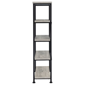 English Elm Antique Nutmeg Industrial Four Shelf Bookcase with Metal Frame for Home Office Grey B2777P535909