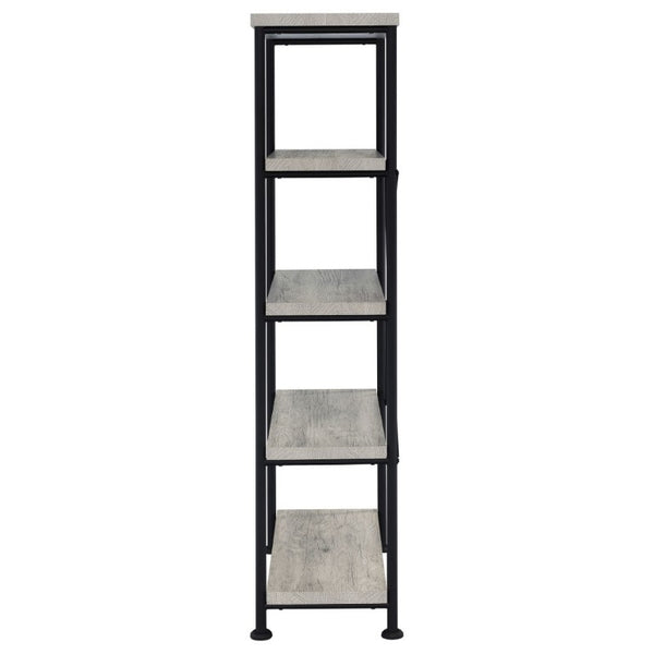 English Elm Antique Nutmeg Industrial Four Shelf Bookcase with Metal Frame for Home Office Grey B2777P535909