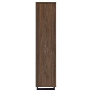 English Elm Rodger Walnut Finish Bookcase with Slatted Cabinet Doors and Open Display Shelves B2777P535911