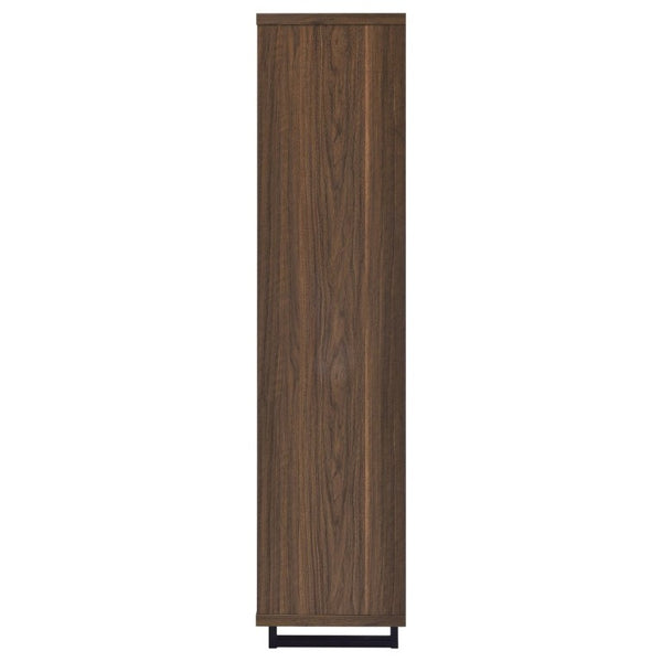 English Elm Rodger Walnut Finish Bookcase with Slatted Cabinet Doors and Open Display Shelves B2777P535911