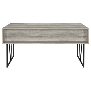 English Elm Sonoma Four Drawer Writing Desk with Metal Legs and Weathered Industrial Rustic Finish Driftwood B2777P535912