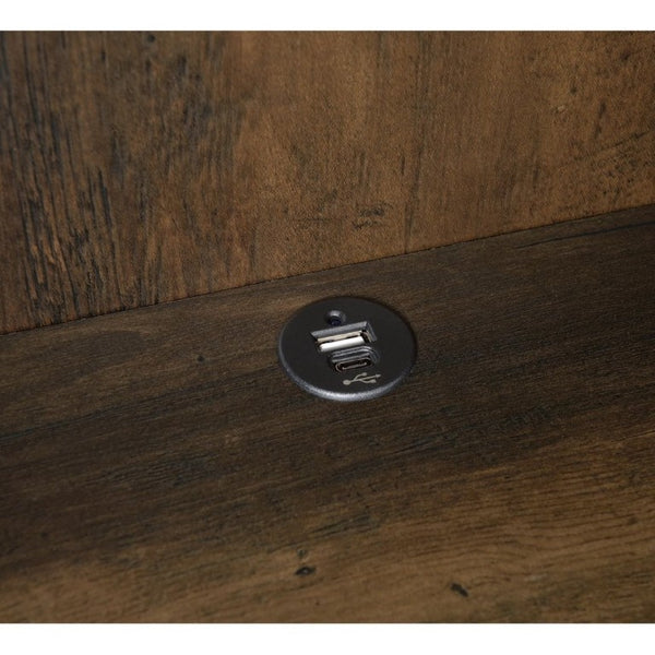 English Elm Geary Dark Pine Tall Bookcase with Locking Drawer and Dual USB Charging Ports B2777P535913