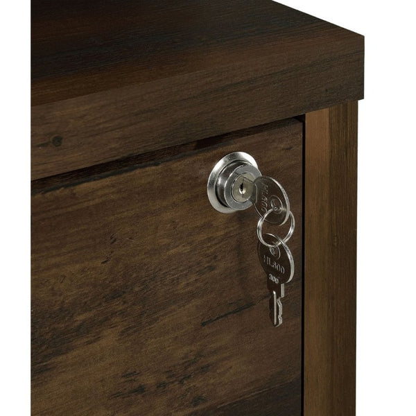 English Elm Geary Dark Pine Tall Bookcase with Locking Drawer and Dual USB Charging Ports B2777P535913
