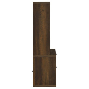 English Elm Geary Dark Pine Tall Bookcase with Locking Drawer and Dual USB Charging Ports B2777P535913