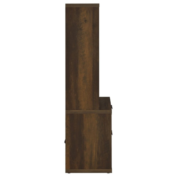 English Elm Geary Dark Pine Tall Bookcase with Locking Drawer and Dual USB Charging Ports B2777P535913