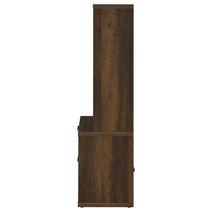 English Elm Geary Dark Pine Tall Bookcase with Locking Drawer and Dual USB Charging Ports B2777P535913
