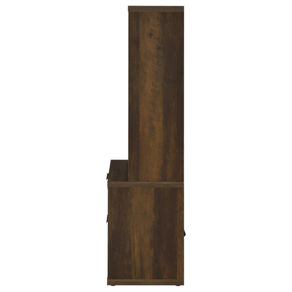 English Elm Geary Dark Pine Tall Bookcase with Locking Drawer and Dual USB Charging Ports B2777P535913