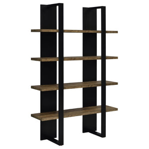 English Elm Mystrene Four Shelf Open Bookcase with Two Tone Walnut Finish for Modern Living B2777P535914