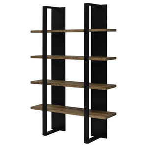 English Elm Mystrene Four Shelf Open Bookcase with Two Tone Walnut Finish for Modern Living B2777P535914