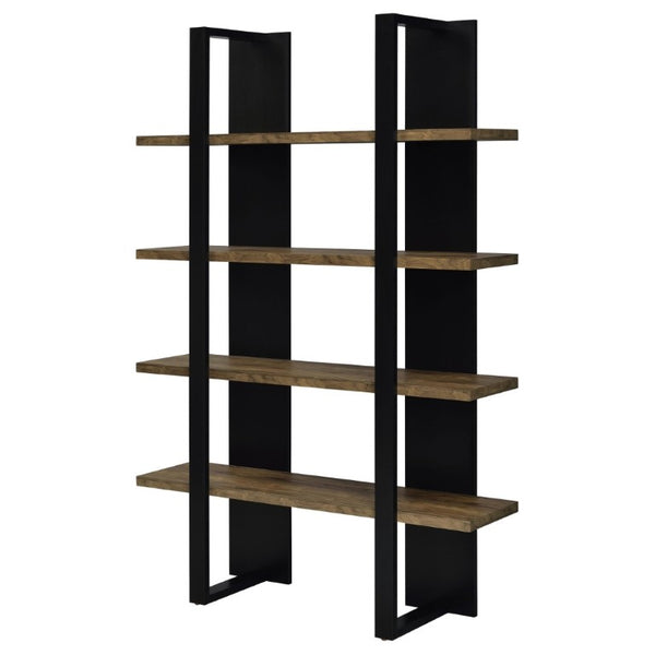 English Elm Mystrene Four Shelf Open Bookcase with Two Tone Walnut Finish for Modern Living B2777P535914