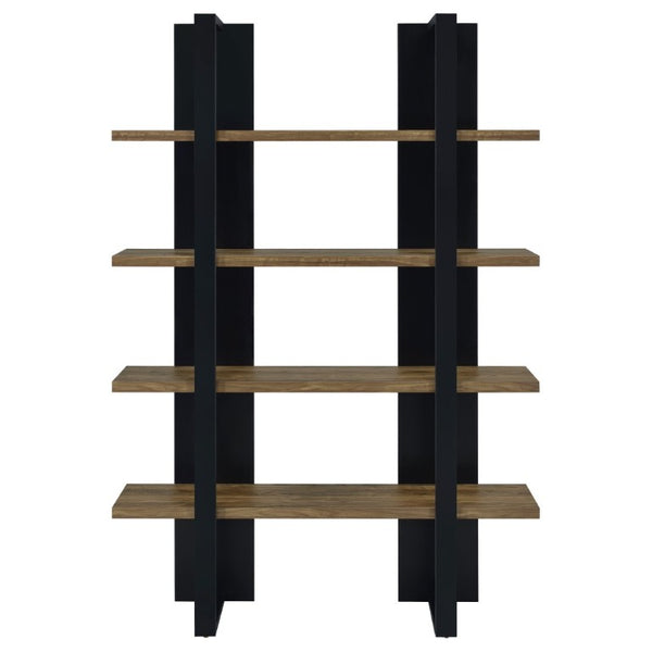 English Elm Mystrene Four Shelf Open Bookcase with Two Tone Walnut Finish for Modern Living B2777P535914