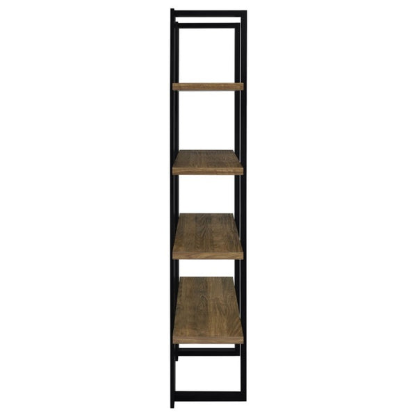 English Elm Mystrene Four Shelf Open Bookcase with Two Tone Walnut Finish for Modern Living B2777P535914
