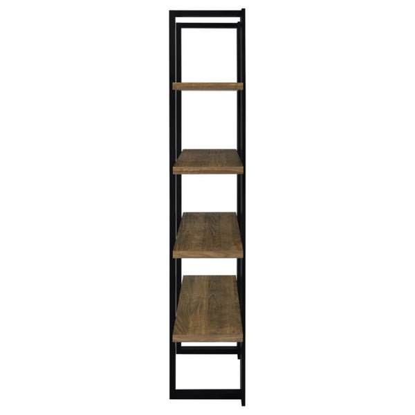 English Elm Mystrene Four Shelf Open Bookcase with Two Tone Walnut Finish for Modern Living B2777P535914