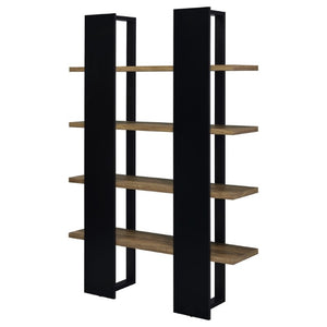 English Elm Mystrene Four Shelf Open Bookcase with Two Tone Walnut Finish for Modern Living B2777P535914