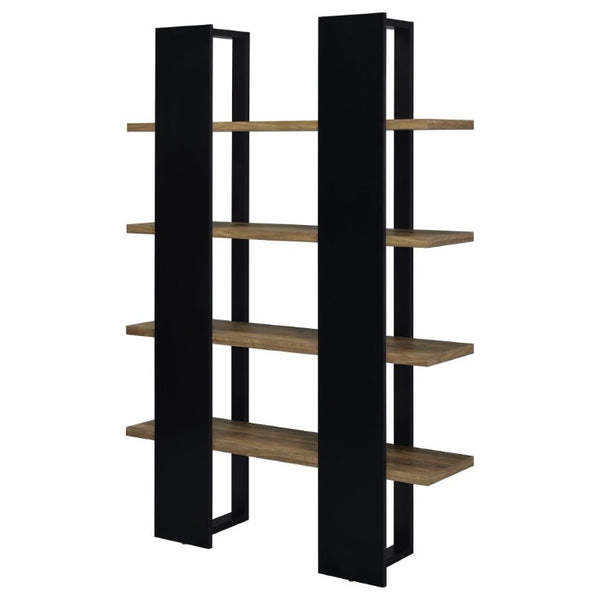 English Elm Mystrene Four Shelf Open Bookcase with Two Tone Walnut Finish for Modern Living B2777P535914