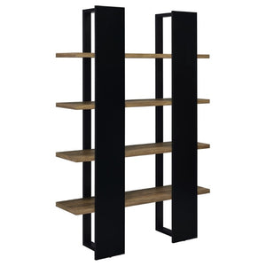 English Elm Mystrene Four Shelf Open Bookcase with Two Tone Walnut Finish for Modern Living B2777P535914