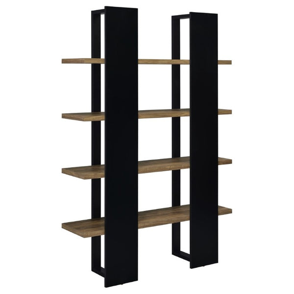 English Elm Mystrene Four Shelf Open Bookcase with Two Tone Walnut Finish for Modern Living B2777P535914
