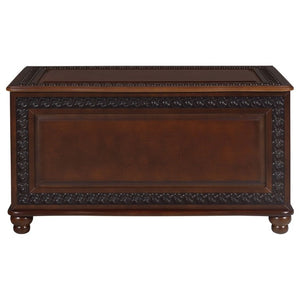 English Elm Deep Tobacco Cedar Lined Hardwood Chest Ornate Carved Storage for Bedroom Linens B2777P535915