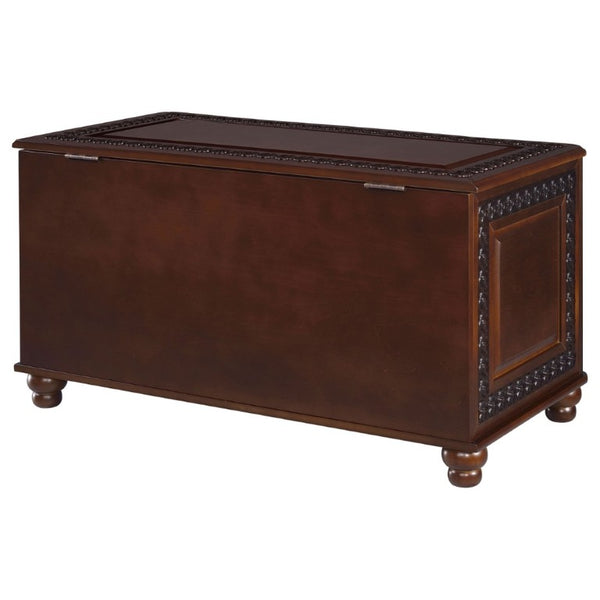 English Elm Deep Tobacco Cedar Lined Hardwood Chest Ornate Carved Storage for Bedroom Linens B2777P535915