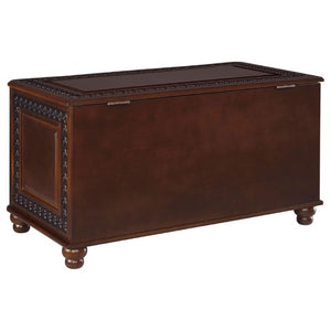 English Elm Deep Tobacco Cedar Lined Hardwood Chest Ornate Carved Storage for Bedroom Linens B2777P535915
