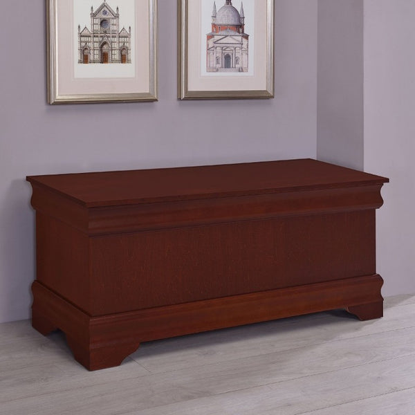 English Elm Warm Brown Cedar Lined Chest with Bracket Feet for Bedroom or Entryway Storage B2777P535916