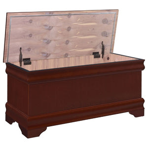 English Elm Warm Brown Cedar Lined Chest with Bracket Feet for Bedroom or Entryway Storage B2777P535916