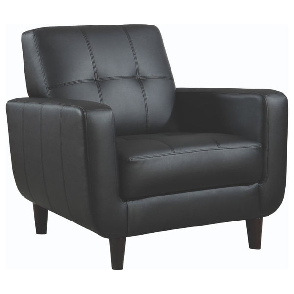 English Elm Black Faux Leather Accent Chair Tufted Track Arm Mid-Century Contemporary Lounge B2777P535919