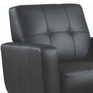 English Elm Black Faux Leather Accent Chair Tufted Track Arm Mid-Century Contemporary Lounge B2777P535919
