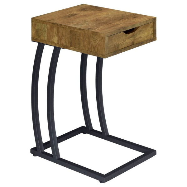 English Elm Antique Nutmeg C-Shaped Side Table with Built-In Outlets and USB Charging Ports B2777P535920