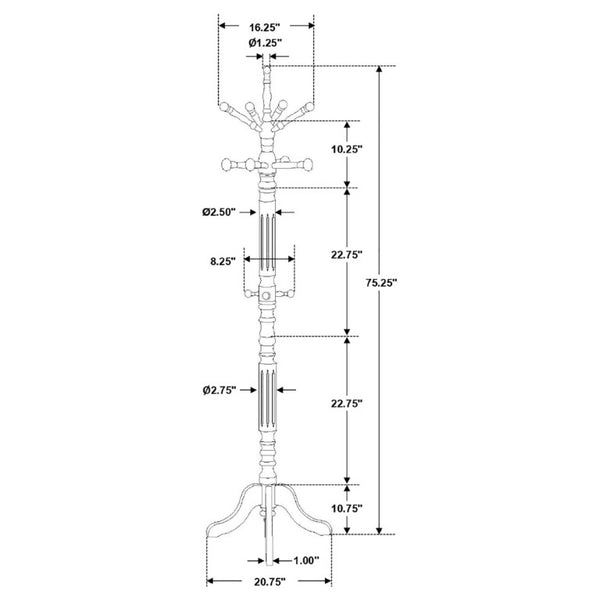 English Elm Cosman Solid Rubberwood Freestanding Coat Tree with 11 Hooks for Entryway Storage B2777P535922