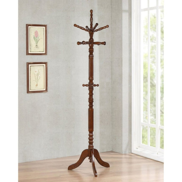 English Elm Tobacco Finish Solid Rubberwood Freestanding Coat Rack with Rotating Top for Entryways B2777P535923