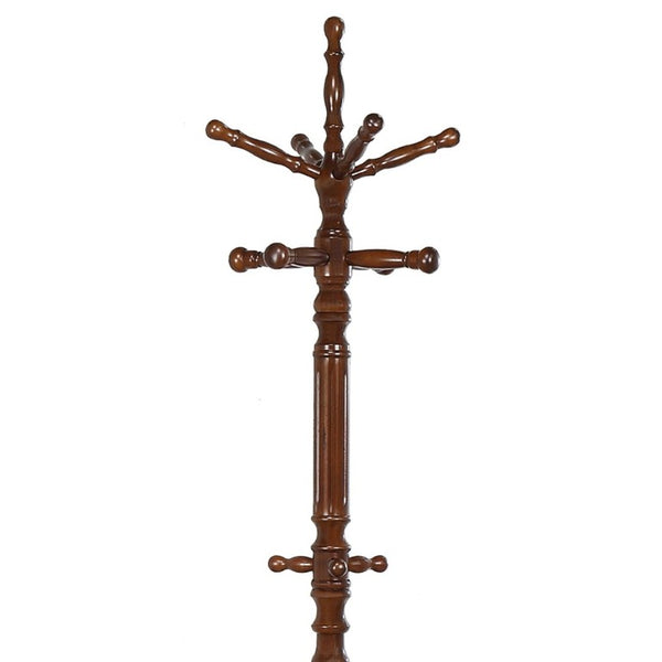 English Elm Tobacco Finish Solid Rubberwood Freestanding Coat Rack with Rotating Top for Entryways B2777P535923