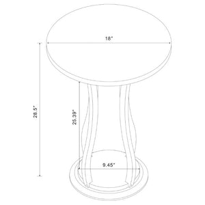 English Elm Brown Sculptural Pedestal Accent Table with Faux Marble Top for Living Spaces B2777P535925